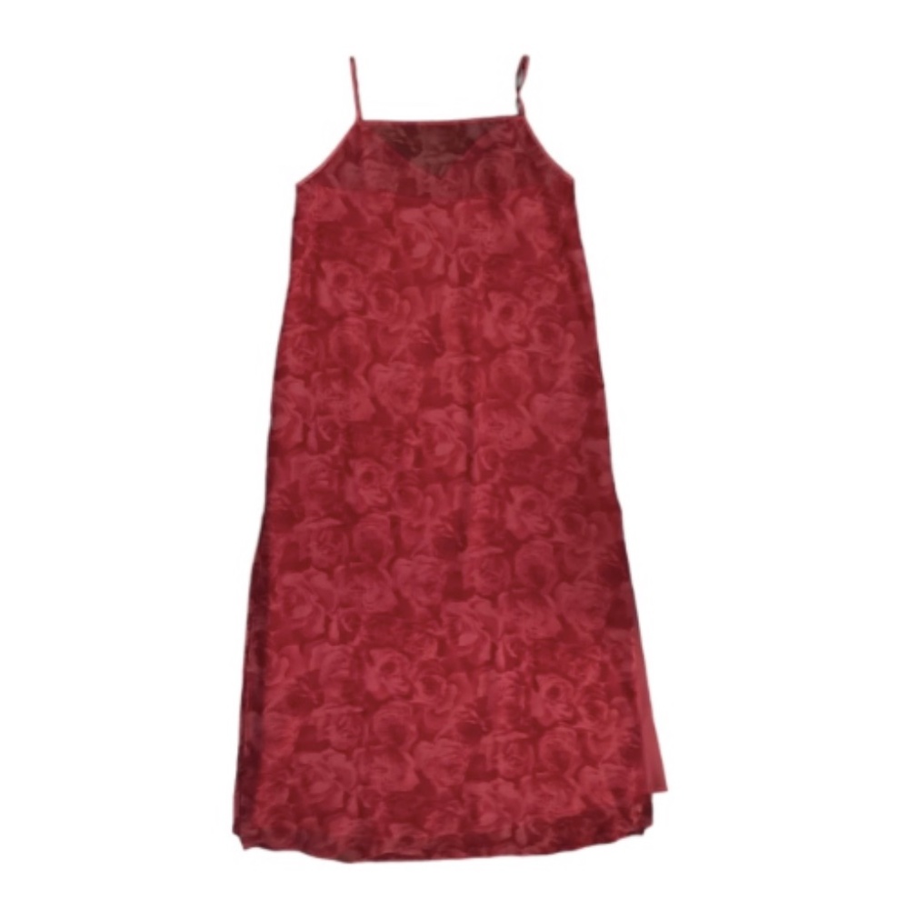 Red Rose/Floral Spaghetti Strap Maxi Cocktail Dress Sz L